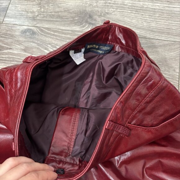 VTG Recto Verso Red 100% Leather Pants Womens 10 Y2K Biker Rock Glam Retro Party - Picture 15 of 16